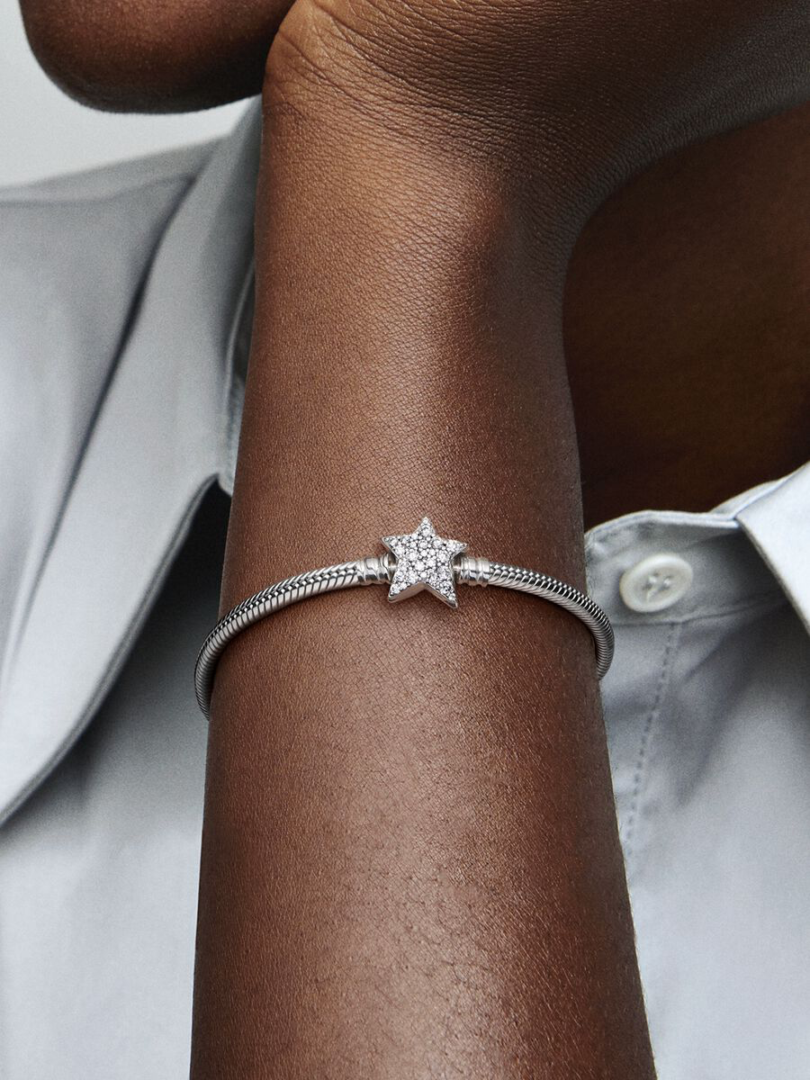 Pandora Moments Asymmetric Star Clasp Snake Chain Bracelet