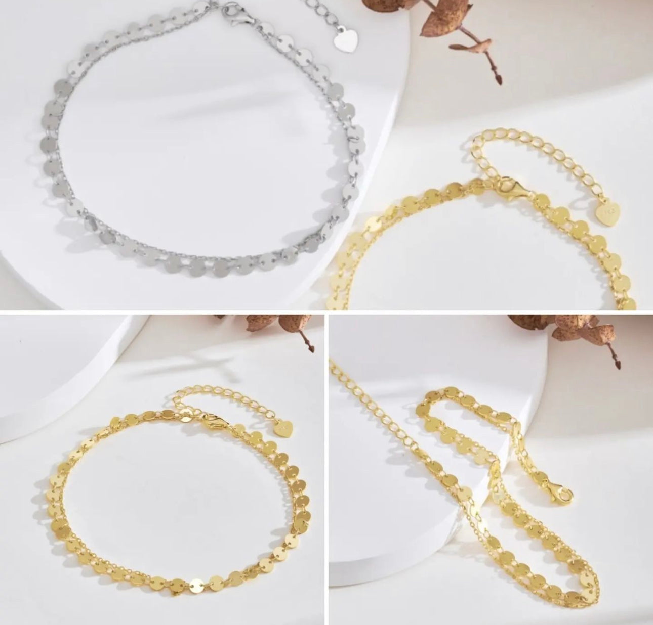 Sequins double layered anklet