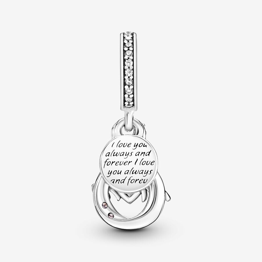 Mom infinity pavé double dangle charm