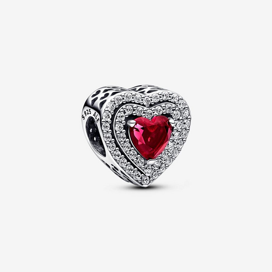 Sparkling leveled heart red charm