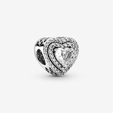 Pandora sparkling leveled hearts charm