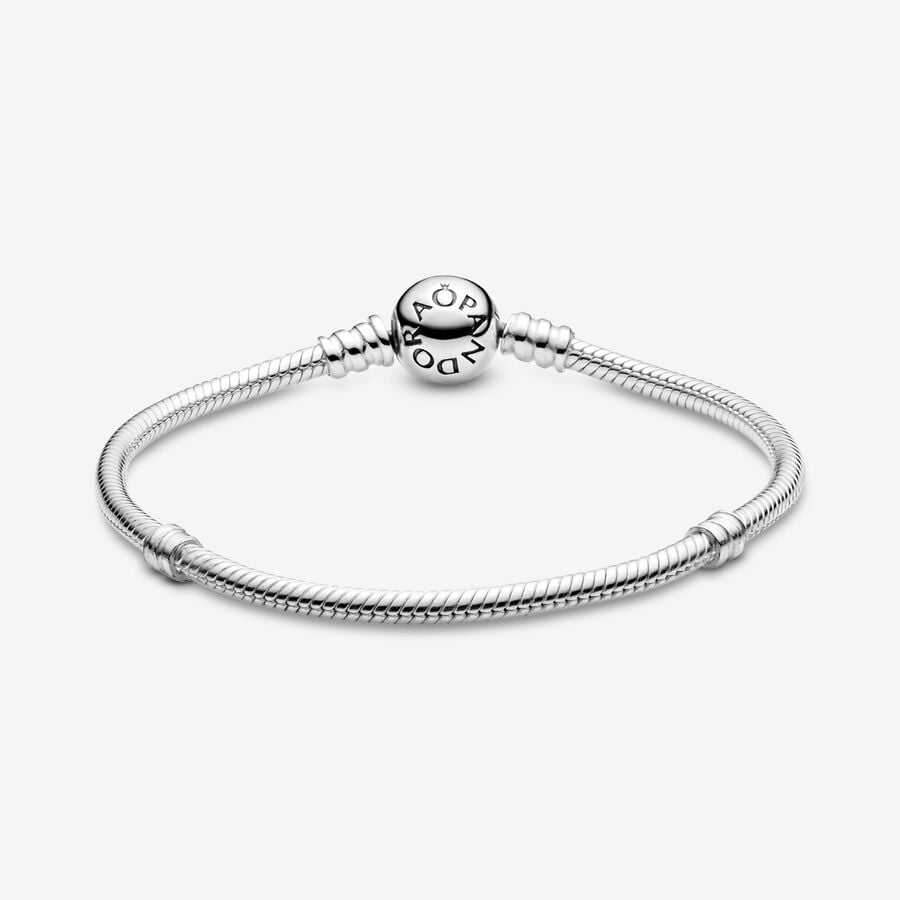 Pandora Moments Sparkling Heart Clasp motif Snake Chain Bracelet