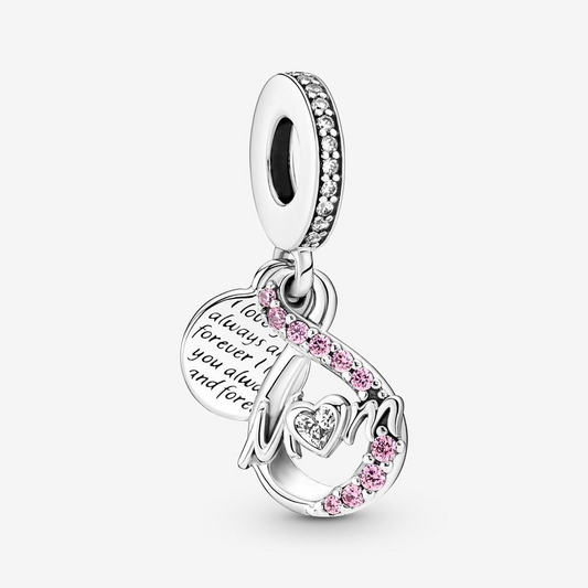 Mom infinity pavé double dangle charm