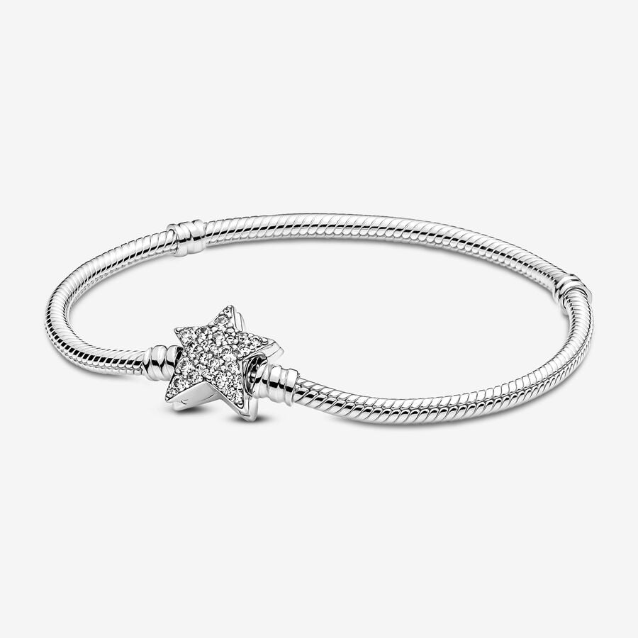 Pandora Moments Asymetric Star clasp snake chain bracelet