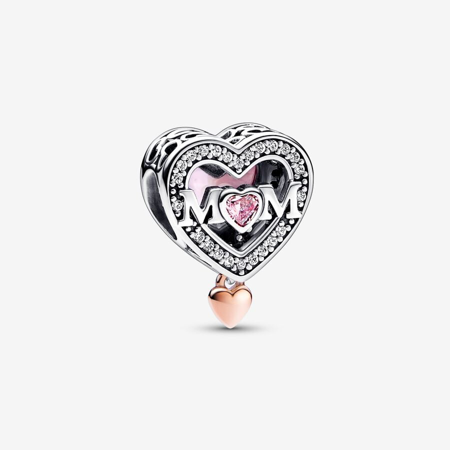 Pandora two toned openwork M🩷M & heart charm