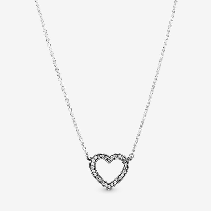 Pandora sparkling open heart necklace