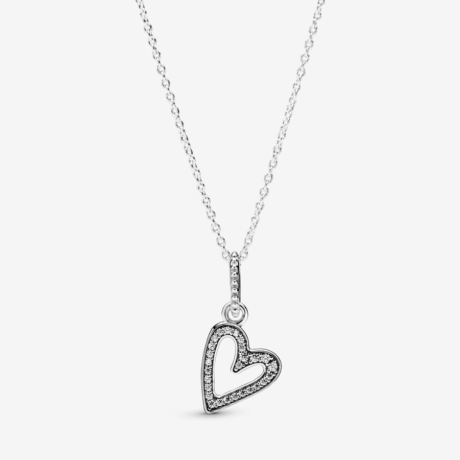 Pandora sparkling freehand heart pendant necklace