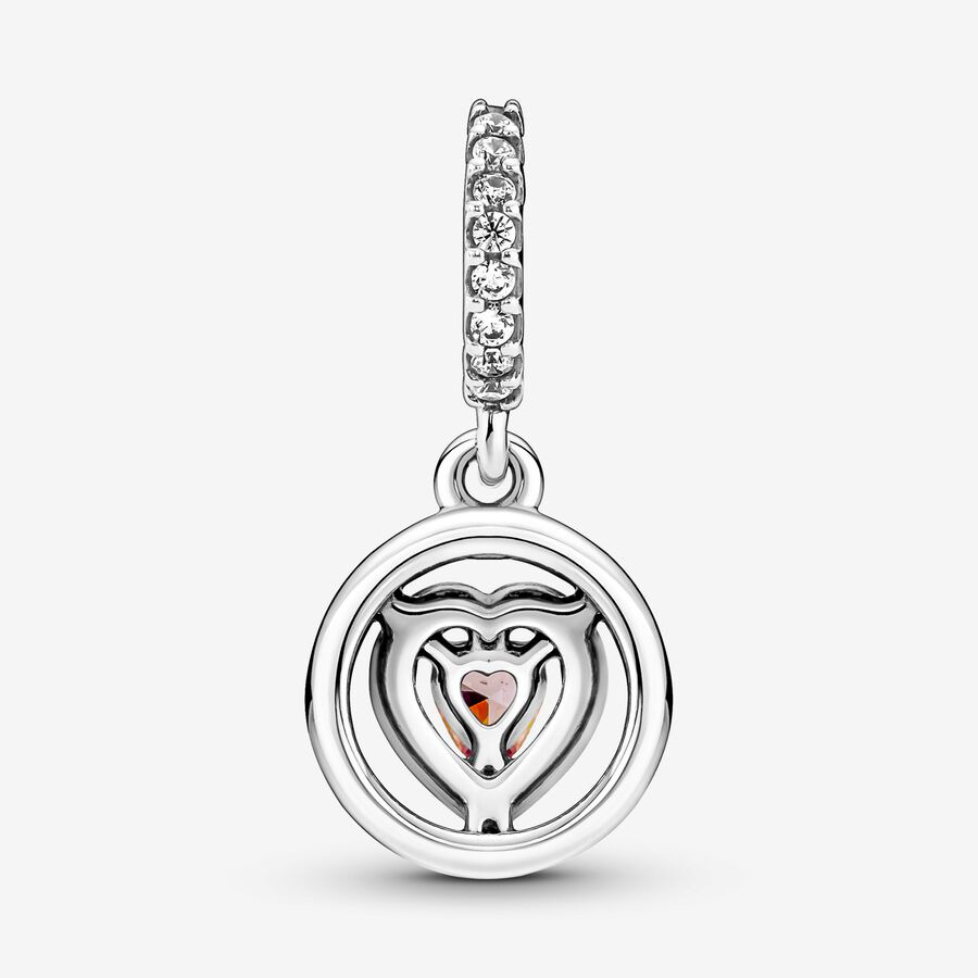 Sparkling double halo heart dangle charm