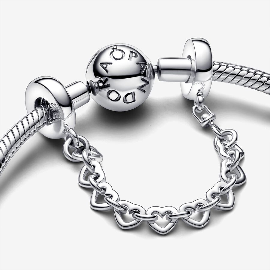 Pandora linked hearts safety chain