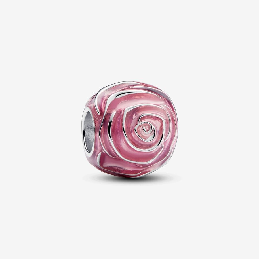 Pandora Pink rose in bloom charm