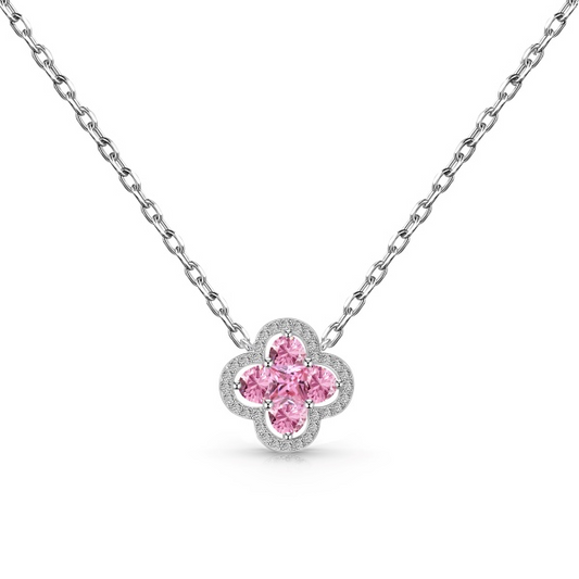 Rosette in pink necklace