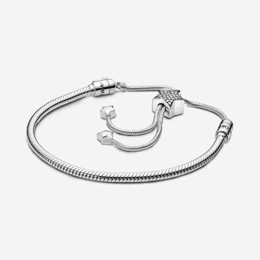 Pandora snake chain slider bracelet with pavé star clasp