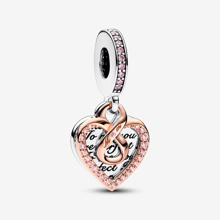 Pandora two-toned infinity heart double dangle charm