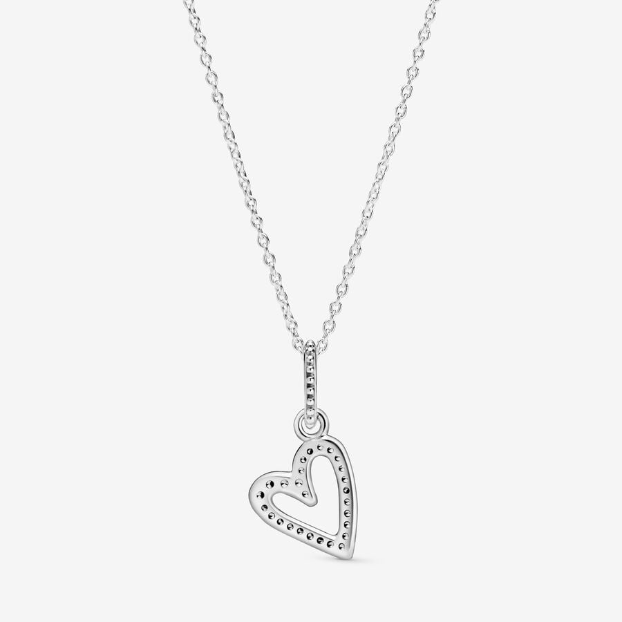 Pandora sparkling freehand heart pendant necklace