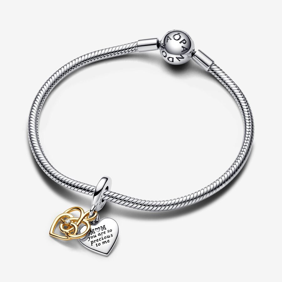 Pandora lab-grown diamond engravable mom double dangle