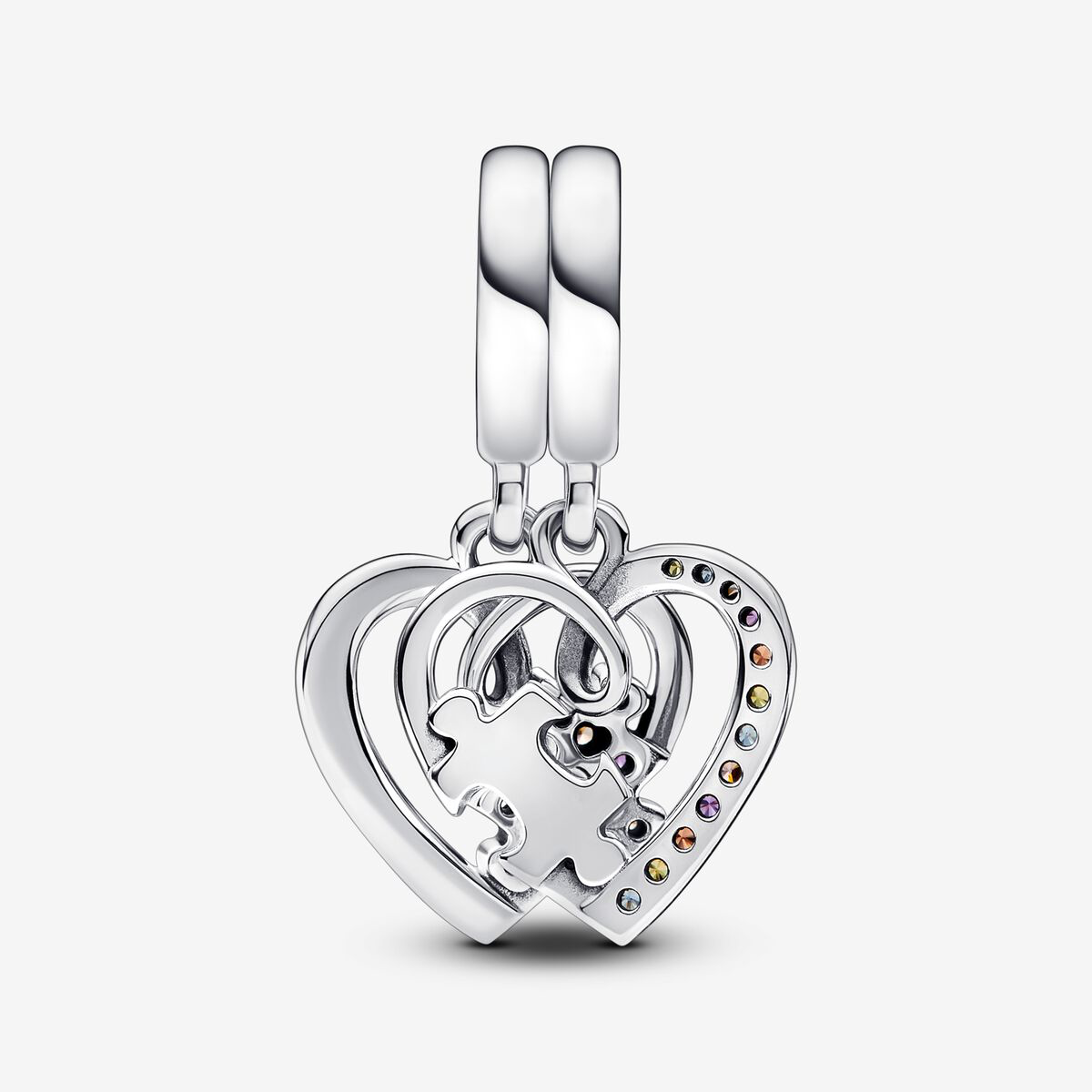 Puzzle Piece Hearts Splittable Friendship Dangle Charm