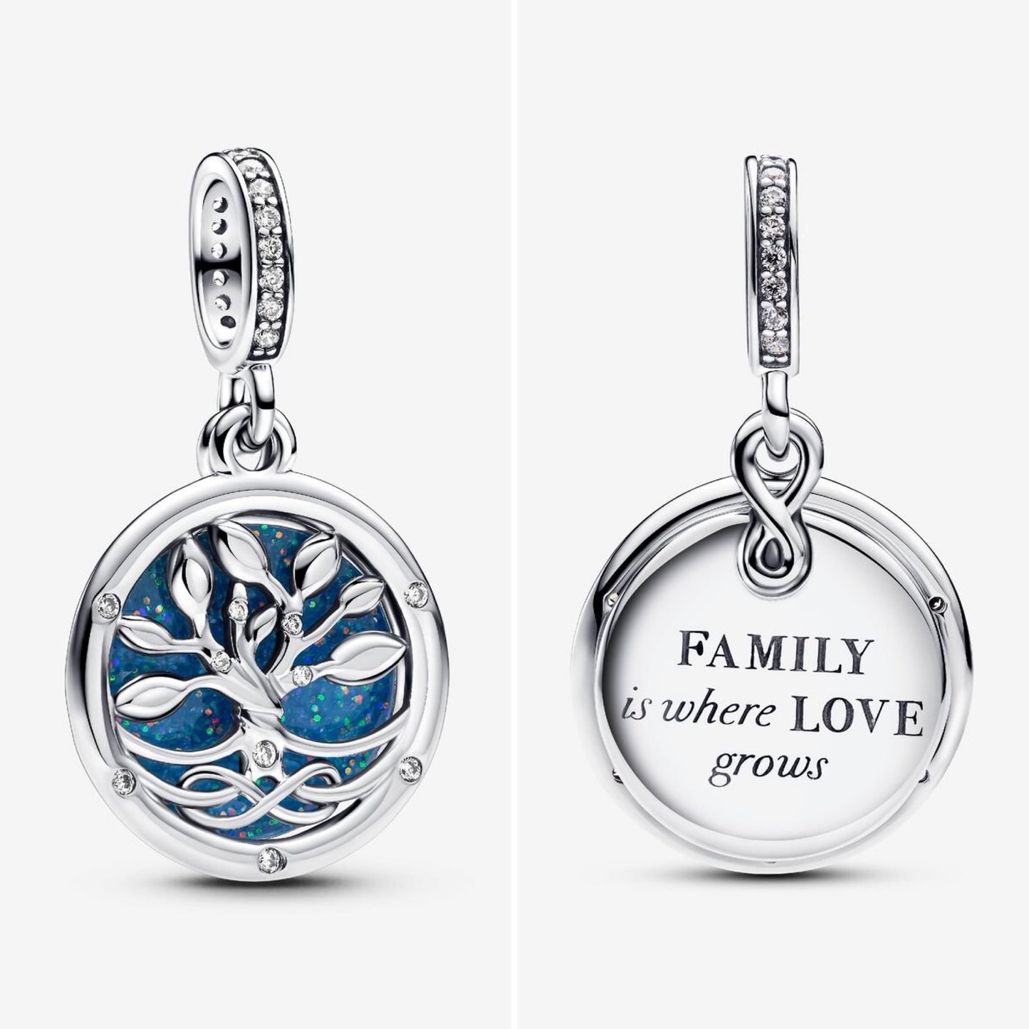 Pandora Glow in the dark infinity tree double dangle charm