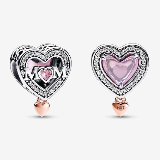 Pandora two toned openwork M🩷M & heart charm