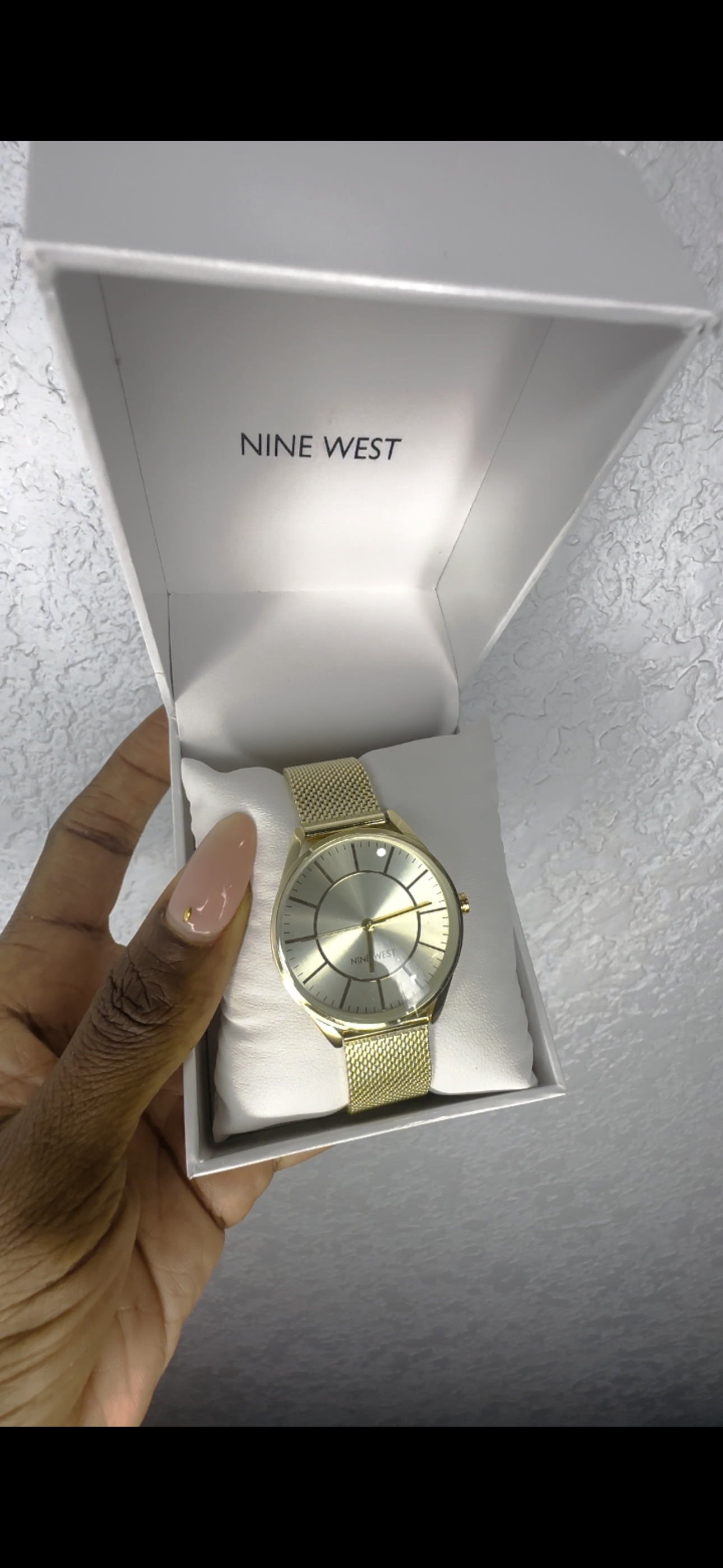 Nine West gold mesh bracelet watch