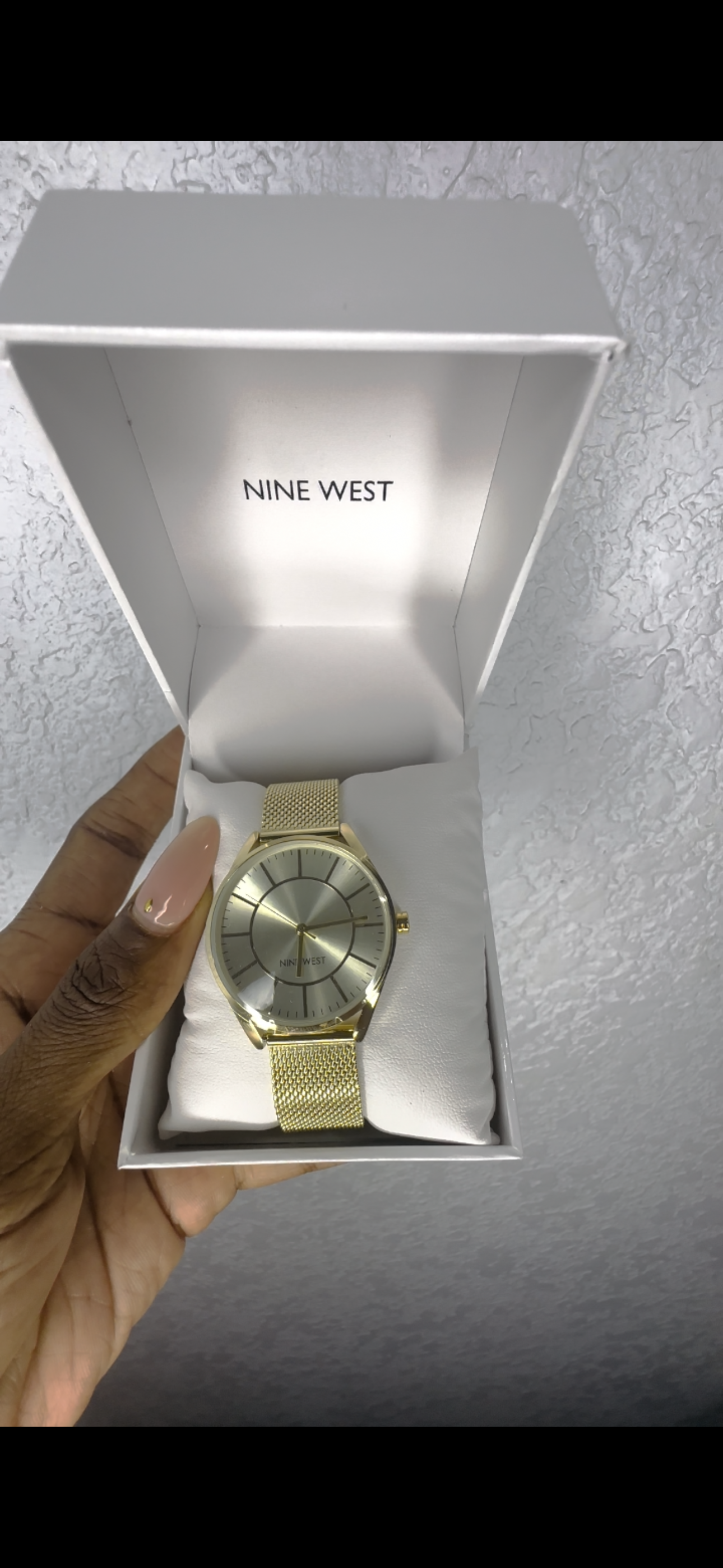 Nine West gold mesh bracelet watch