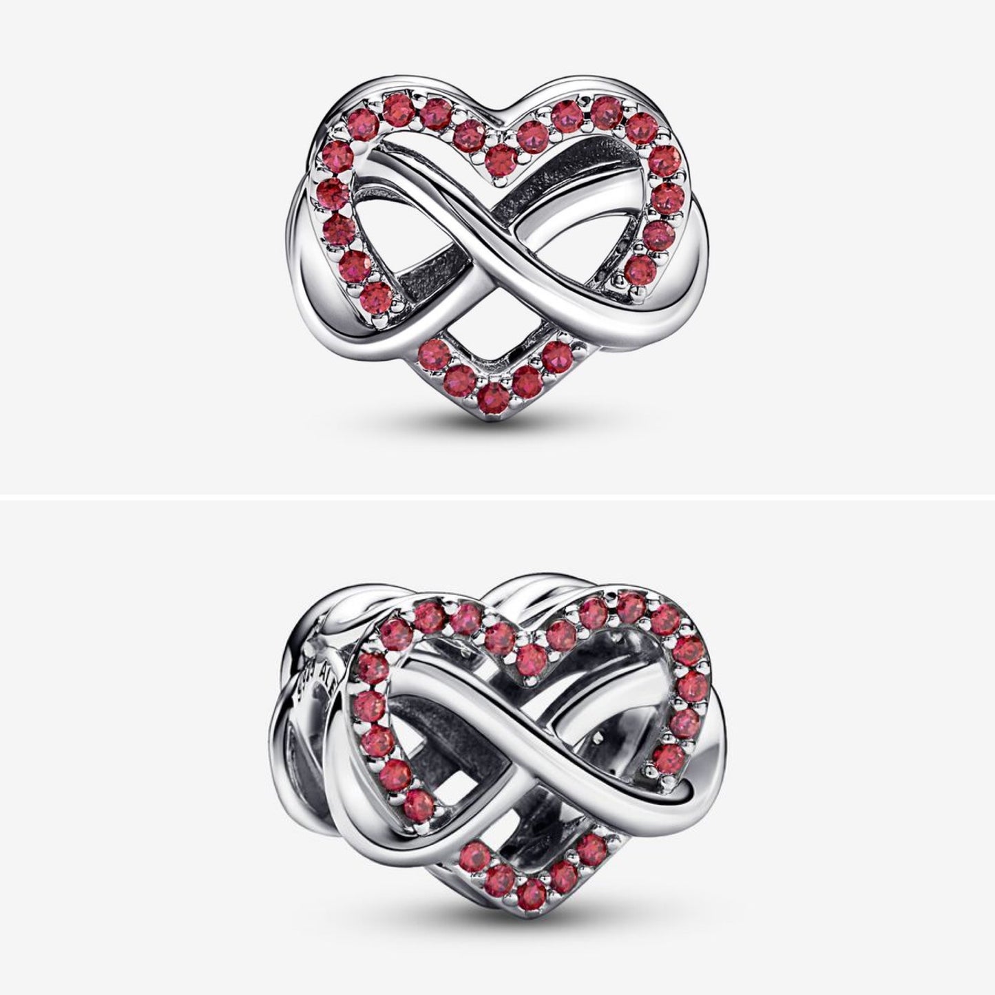 Family infinity red heart charm