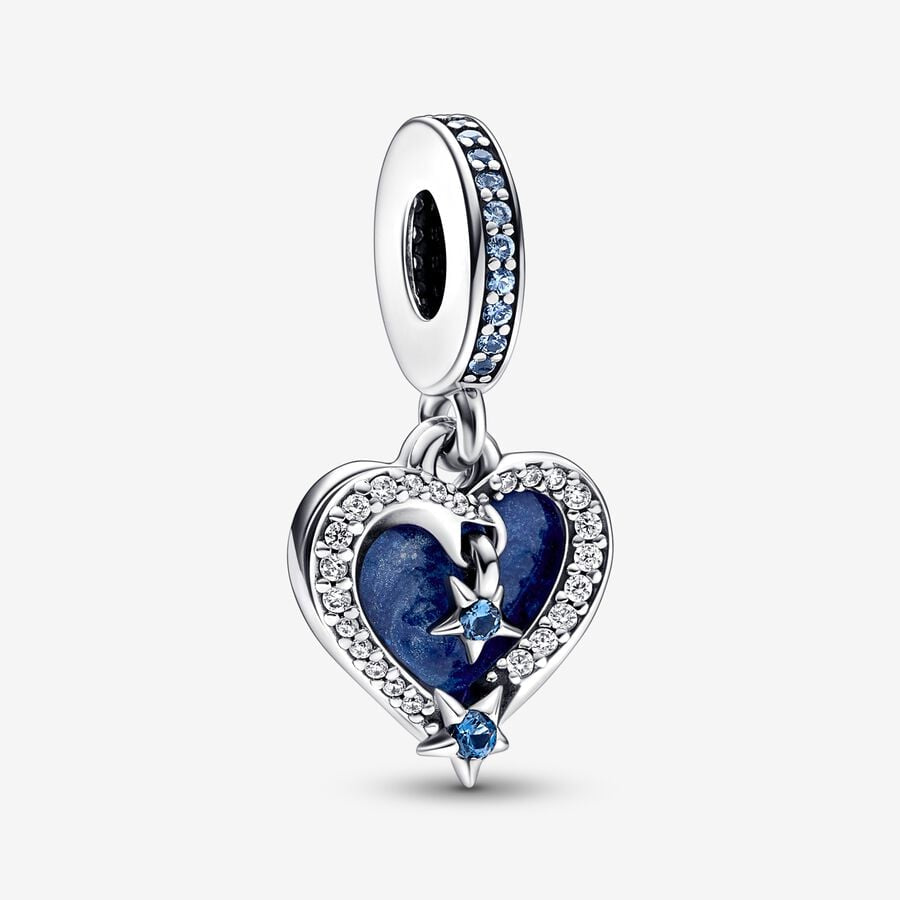 Celestial shooting star heart double dangle charm