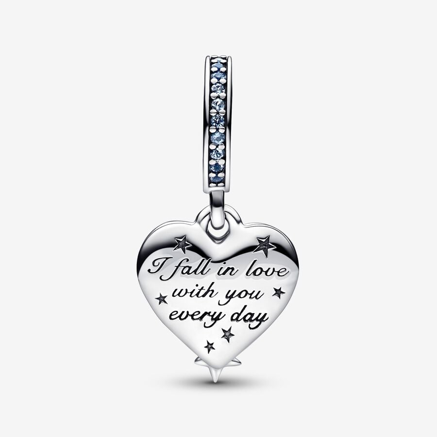 Celestial shooting star heart double dangle charm