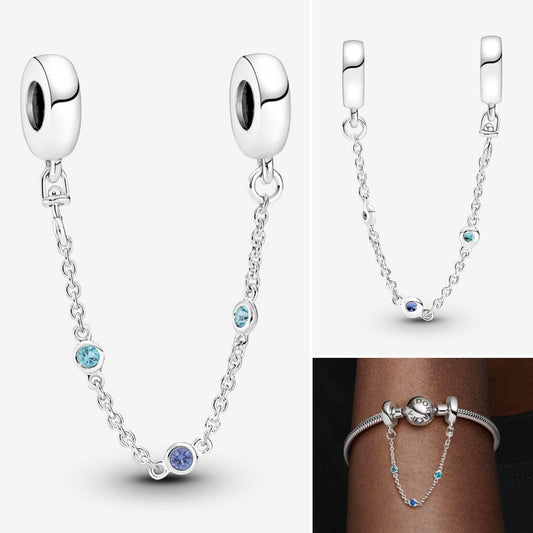 Triple blue stone safety chain