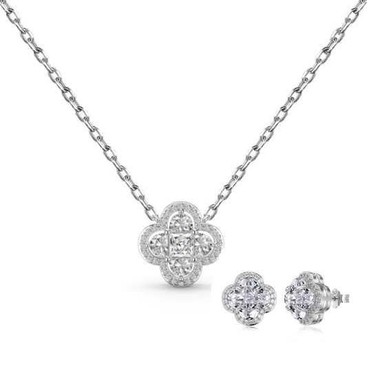 Rosette set silver/clear