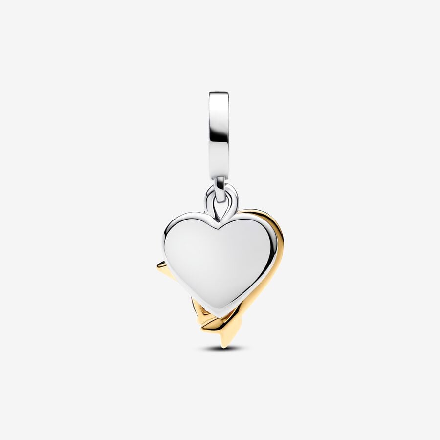 Pandora Engravable heart & arrow double dangle charm