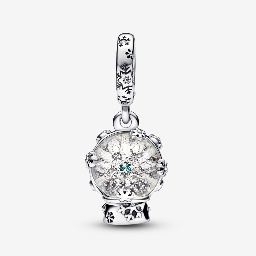 Snowflake snow globe dangle charm