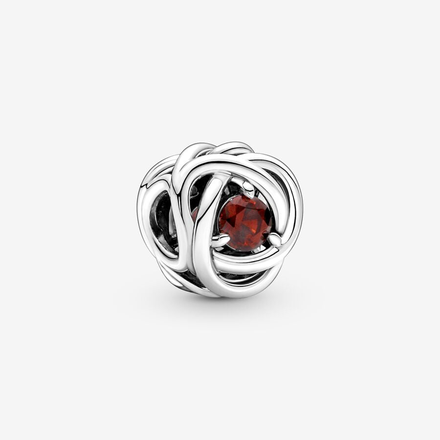 January Red Eternity Circle Charm