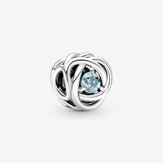 March Sea Aqua Blue Eternity Circle Charm