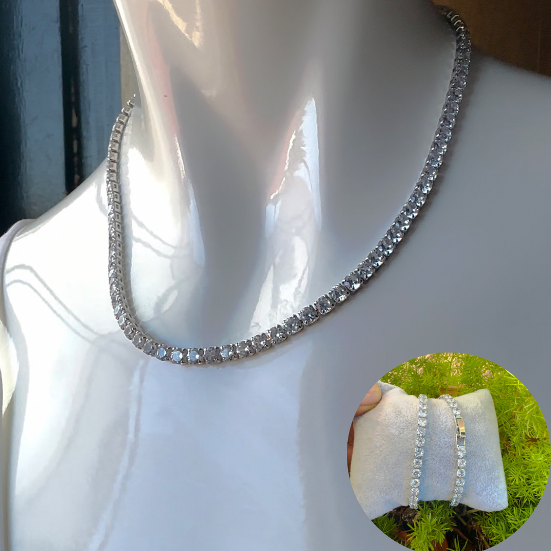 Snow drop in silver w/matching bracelet