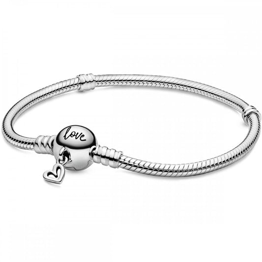 Pandora Moments Freehand Heart clasp snake chain bracelet