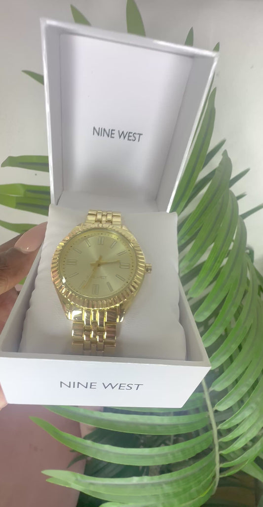 Nine west textured bezel watch