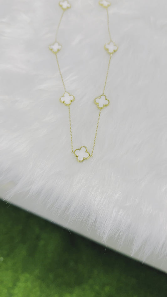 White multi clover necklace