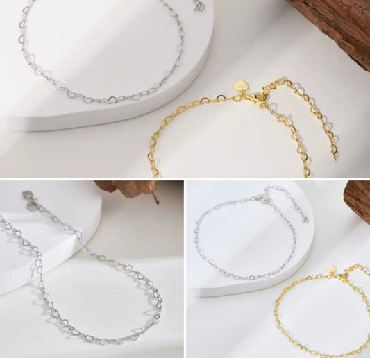 Hollow heart anklet